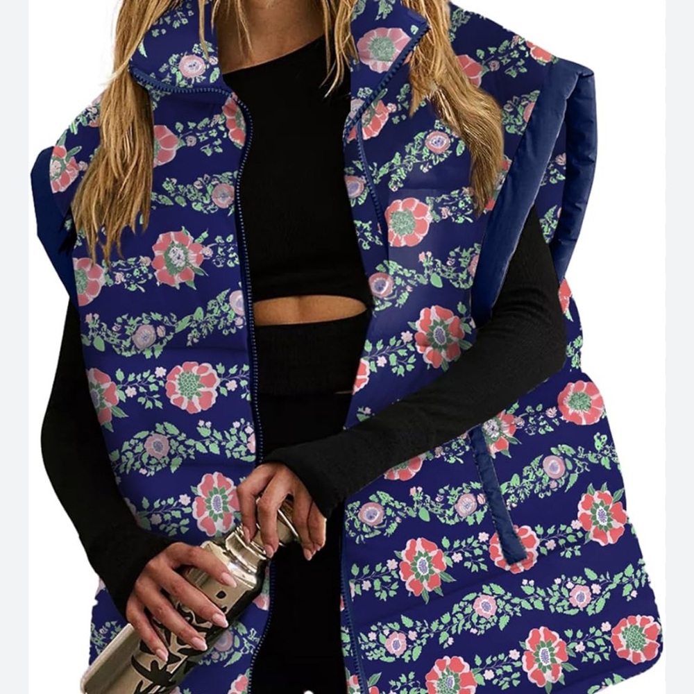 Women Oversized Lightweight Sleeveless Puffer Warm Zip Up Stand Collar Vest